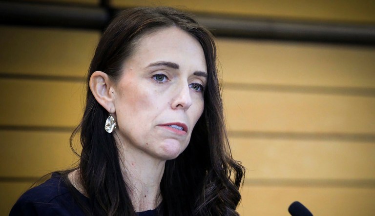 New Zealand Former Prime Minister Jacinda Ardern grimaces as she announces her resignation at a press conference in Napier, New Zealand Thursday, Jan. 19, 2023. Education Minister Chris Hipkins is set to become New Zealand's next prime minister after he was the only candidate to replace Jacinda Ardern.
