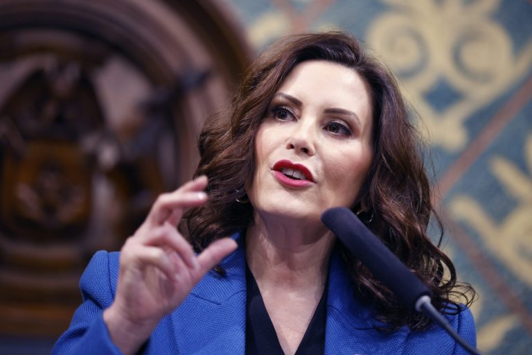 Michigan Gov. Gretchen Whitmer delivers her State of the State address to a joint session of the House and Senate, Wednesday, Jan. 25, 2023, at the state Capitol in Lansing, Mich. 