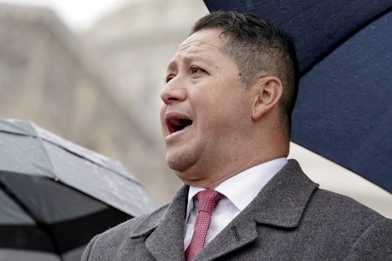 FILE - Rep. Tony Gonzales, R-Texas, speaks during a news conference Dec. 7, 2022, on Capitol Hill in Washington. (AP Photo/Mariam Zuhaib, File)