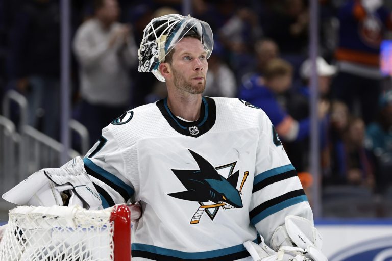 San Jose Sharks goaltender James Reimer.