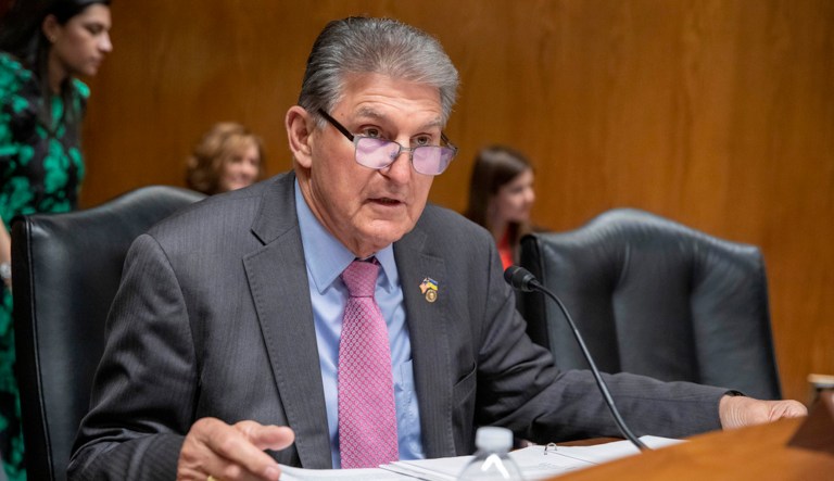 Sen. Joe Manchin, D-W.Va., asks questions during a Senate Appropriations Subcommittee on Financial Services and General Government hearing to examine proposed budget estimates and justification for the 2024 fiscal year at the Capitol in Washington on Wednesday, March 22, 2023. 