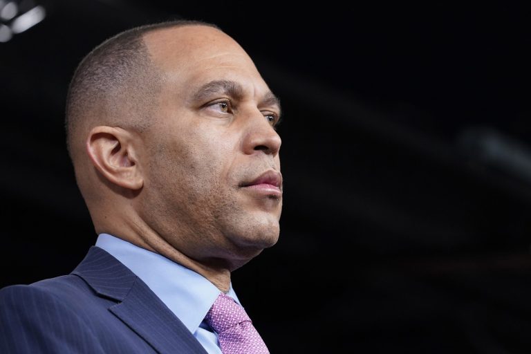 House Minority Leader Hakeem Jeffries, D-N.Y., listens during a news conference Thursday, March 30, 2023, on Capitol Hill in Washington. 