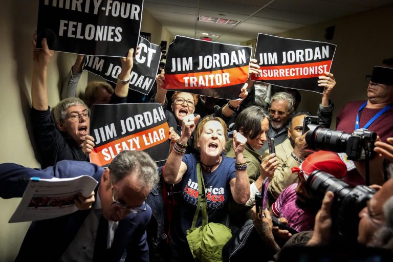 Protesters gather outside House Judiciary Committee hearing in Manhattan