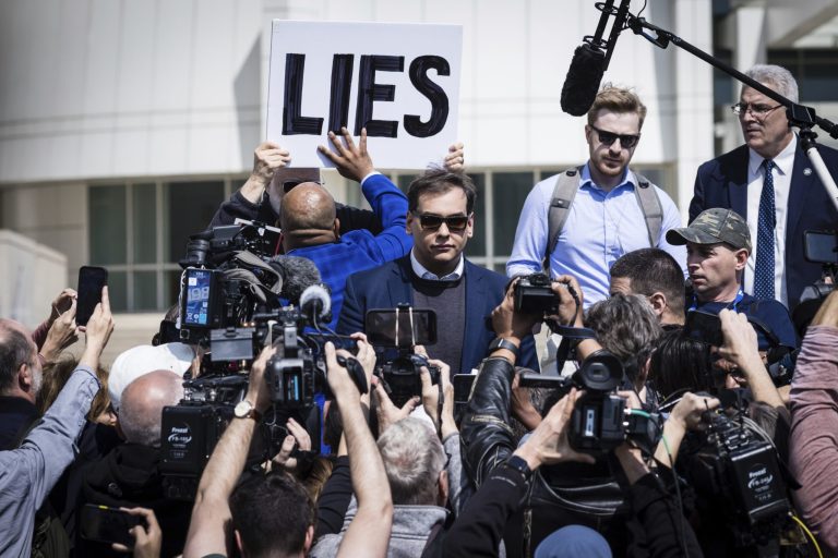 ‘Squad’ members AOC and Bowman shout at Santos to resign as he speaks outside Capitol