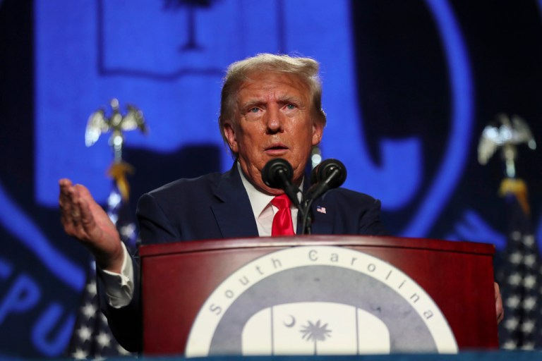 Former President Donald Trump speaks during the 56th annual Silver Elephant Gala in Columbia, S.C., Saturday, Aug. 5, 2023. 