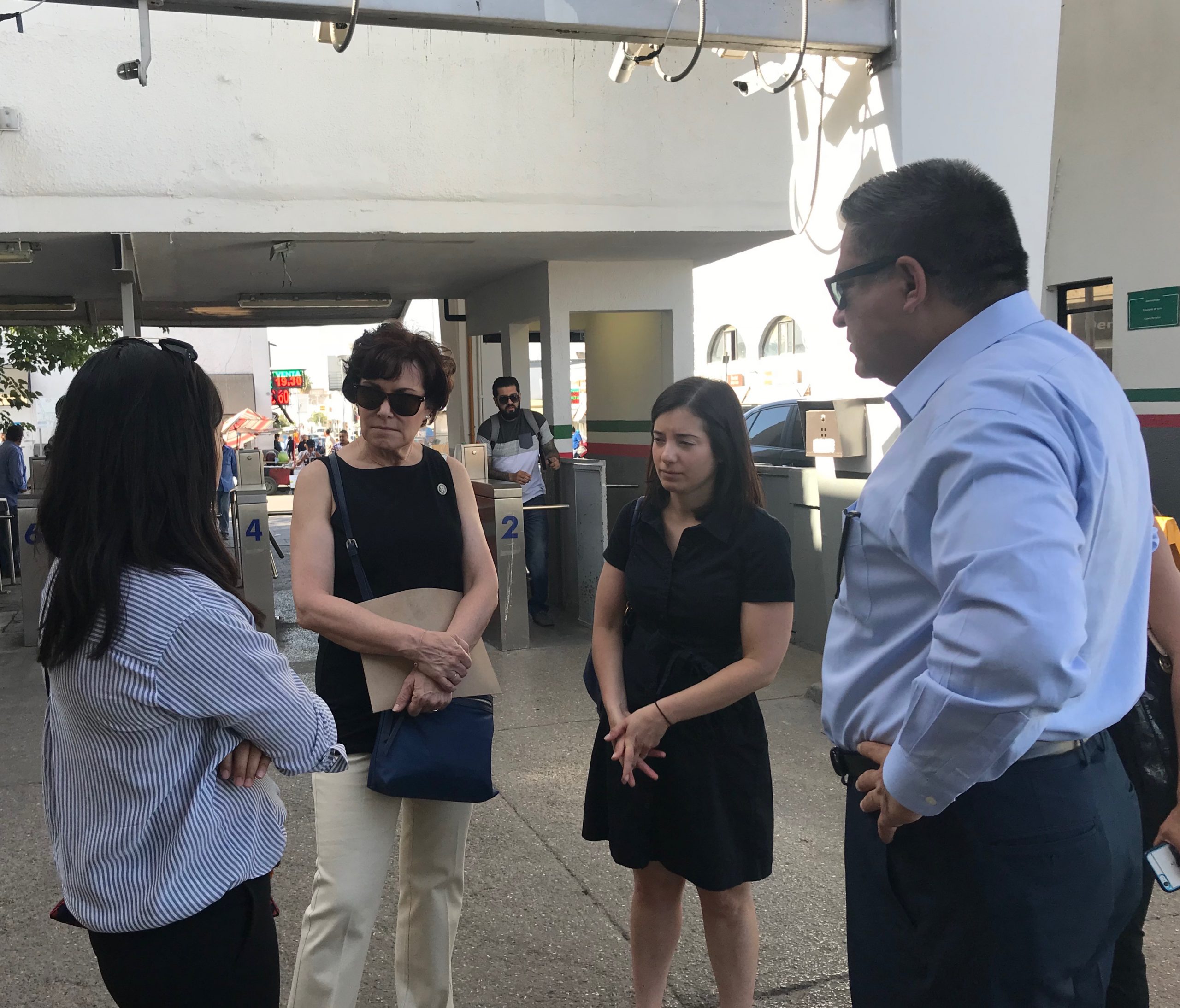 Rep. Jacky Rosen (second from left) participates in a visit related to immigration policy.