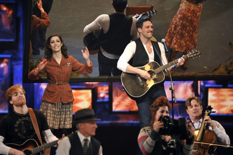   Cristin Milioti, left, and Steve Kazee perform in a scene from 