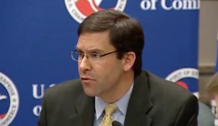 A source close to the White House noted Mark Esper's nomination could create a 