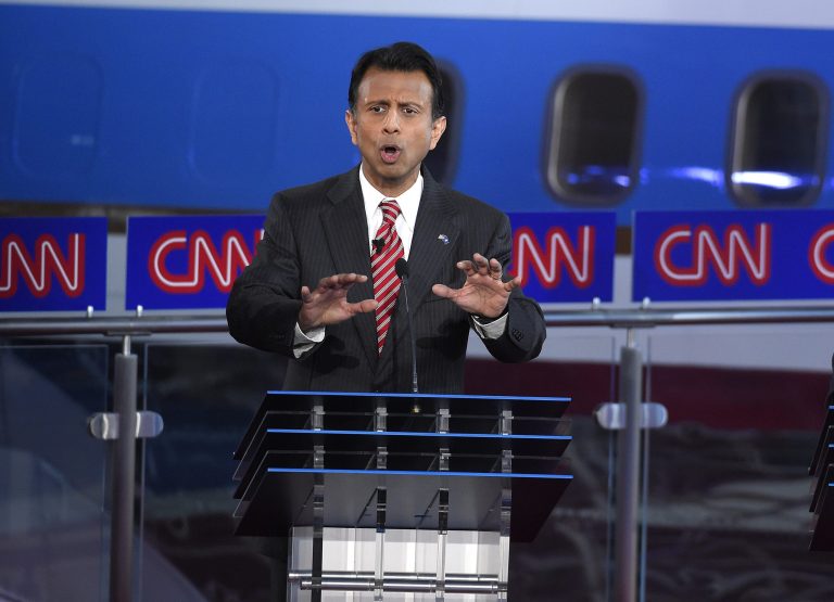 Republican presidential candidate, Louisiana Gov. Bobby Jindal speaks during the CNN Republican presidential debate. (AP Photo/Mark J. Terrill)