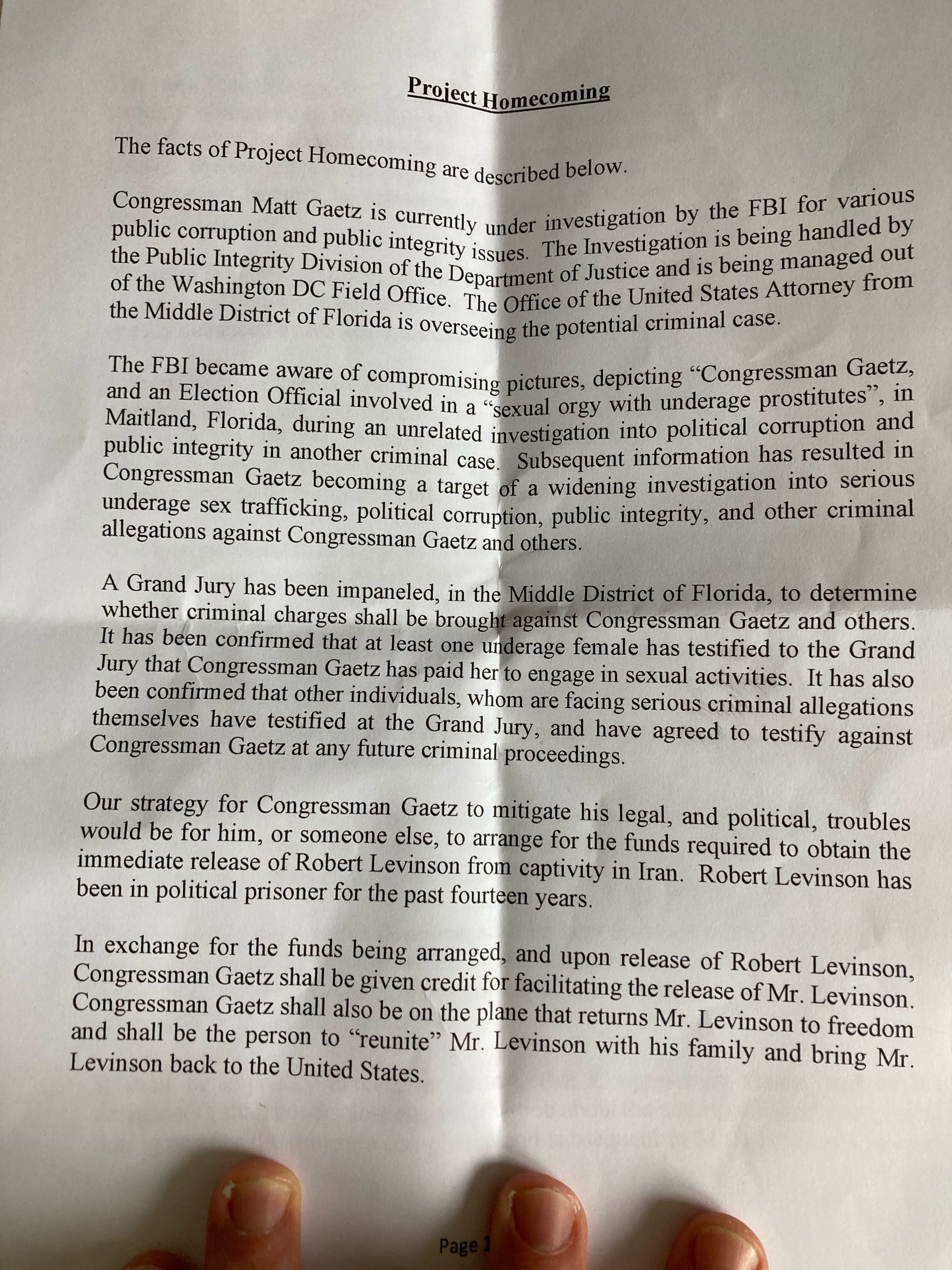 Project Homecoming document 1