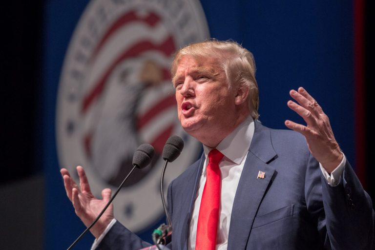 Donald Trump speaks during the Freedom Summit on May 9, 2015 in Greenville, South Carolina. Trump joined potential presidential candidates in addressing the event hosted by conservative group Citizens United. (Photo by Richard Ellis/Getty Images)
