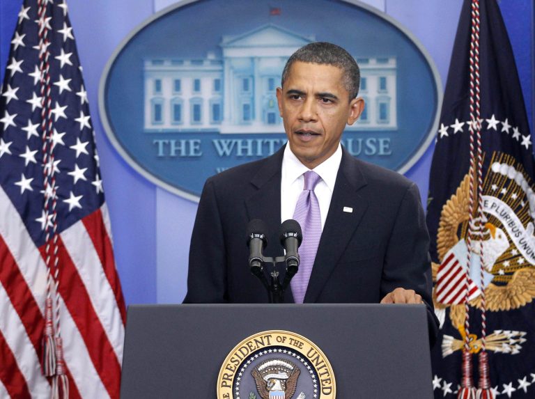 FILE - In this Oct. 29, 2010 file photo, President Barack Obama makes a statement to reporters about the suspicious packages found on U.S. bound planes in the James Brady Press Briefing Room of the White House in Washington.  While the Islamic State group is getting the most attention these days, another band of extremists in Syria, a mix of hardened Jihadists from Afghanistan, Yemen, Syria and Europe, poses a more direct and imminent threat to the U.S. homeland, working with Yemeni bomb-makers to target U.S. aviation, American officials say.  (AP Photo/Charles Dharapak)