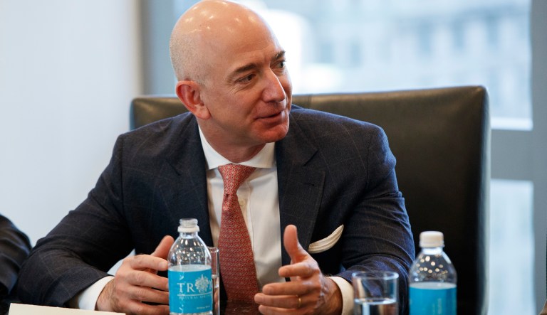 Trump said during the campaign that Amazon has a "huge antitrust problem," and said he suspected that Jeff Bezos opposed Trump's presidential run in part because Trump might seek to do something about it. (AP Photo/Evan Vucci, File)