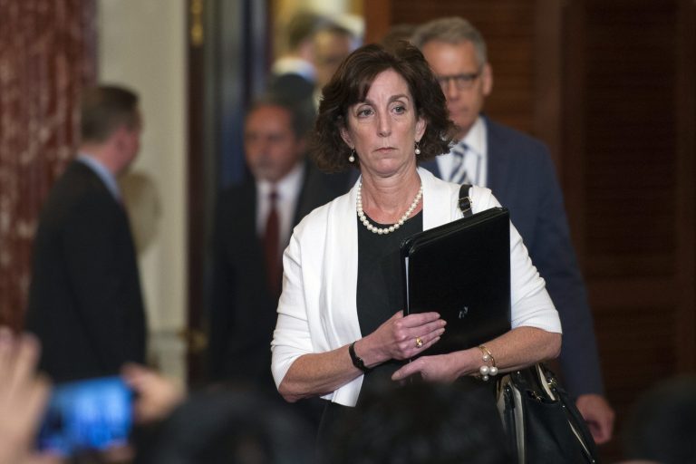 State Department Coordinator for Cuban Affairs Roberta S. Jacobson leaves a meeting with Secretary of State John Kerry and Cuban Foreign Minister Bruno Rodriguez prior to their news conference at the State Department, in Washington, Monday, July 20, 2015. (AP Photo/Cliff Owen)