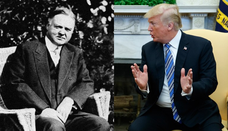 After President Herbert Hoover signed the Smoot-Hawley tariff over a protest of 1,028 economists, it wasn't long after that the Great Depression followed. Some worry President Trump may be laying the groundwork for much of the same today. (AP Images)