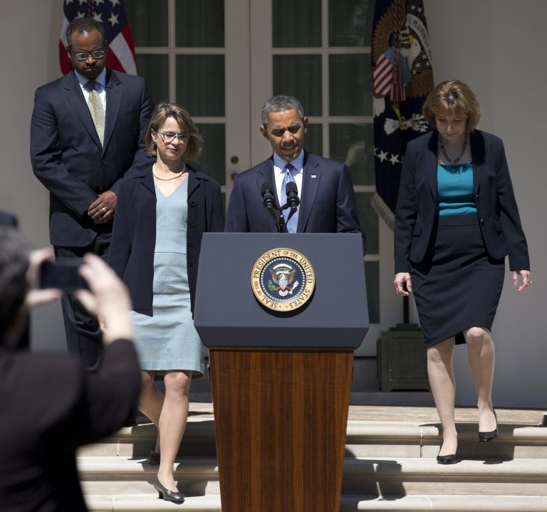 President Obama expressed frustration with slow confirmations when announcing his nominees to the U.S. Court of Appeals for the District of Columbia, but his nominees have been confirmed faster than those of President George W. Bush. (AP Photo/Manuel Balce Ceneta)