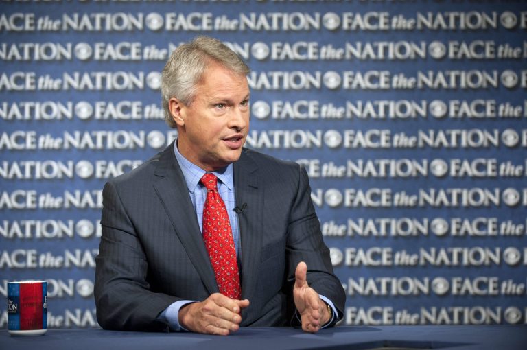 In this Sunday, May 19, 2013, photo provided by CBS News, Gary Pruitt, the President and CEO of the Associated Press, discusses the leak investigation that led to his reporters' phone records being subpoenaed by the Justice Department on CBS's 