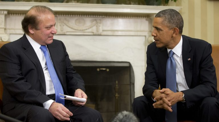 President Barack Obama meets with Pakistan Prime Minister Nawaz Sharif  in the Oval Office of the White House in Washington, Wednesday. (AP Photo/Pablo Martinez Monsivais)