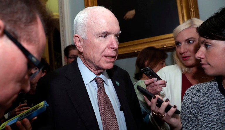 Sen. John McCain shook Republicans Friday by once again opposing a major bill aimed at overhauling Obamacare. (AP Photo/Alex Brandon)