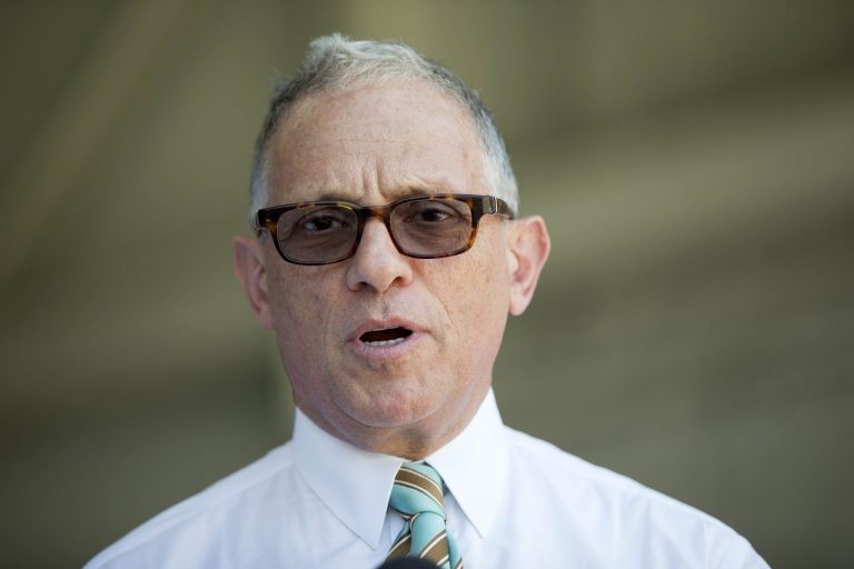 Fred P. Hochberg, chairman and president of the Export-Import Bank of the United States, speaks during a news conference at the AgustaWestland's aircraft manufacturing facility Monday, June 22, 2015, in Philadelphia. (AP Photo/Matt Rourke)