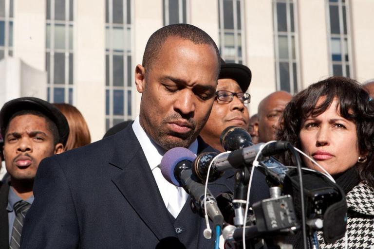 Harry Thomas Jr. speaks Friday after a court hearing where he pleaded guilty to felony charges.