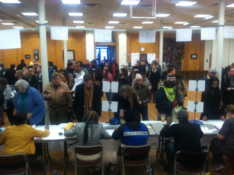 The voting lines were long even in the middle of the afternoon on Tuesday at the Metropolitan AME Church in downtown D.C. (Abby Hamblin/Examiner)