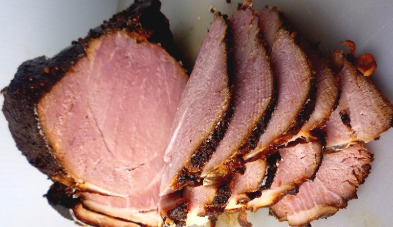 The term "gammon" not only refers to a specific cut of pork (like the sliced meat above) but also to a pejorative term in the United Kingdom directed towards older conservative men.