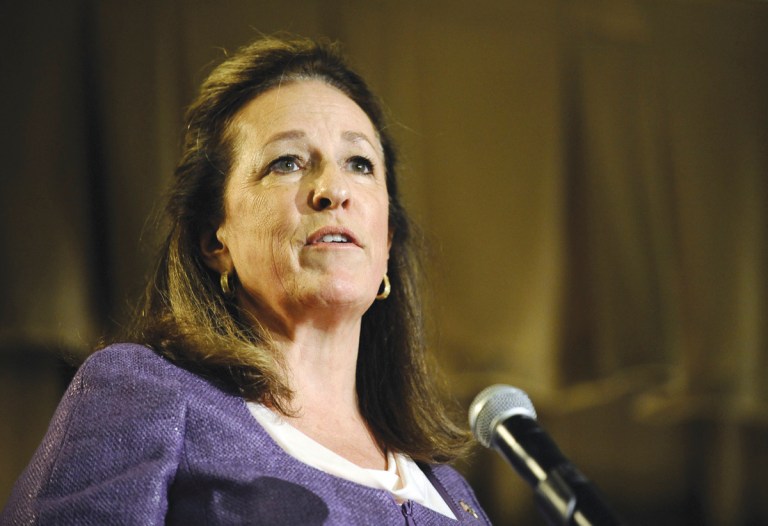 Rainier Ehrhardt/AP
Elizabeth Colbert Busch questioned Mark Sanford about his Argentina trip on Monday.