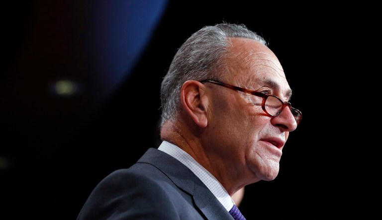 Senate Minority Leader Chuck Schumer of N.Y., discusses the Republican tax plan during a news conference on Capitol Hill in Washington, Wednesday, Sept. 27, 2017. (AP Photo/Pablo Martinez Monsivais)