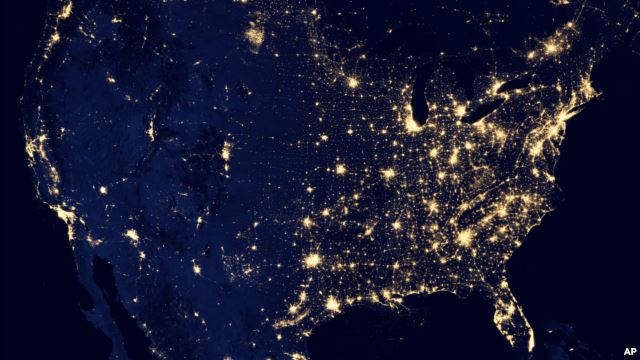 America at night by NASA. 