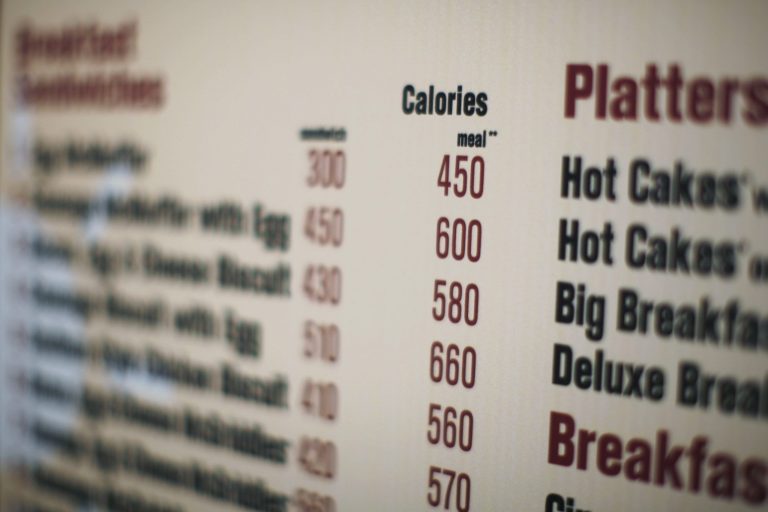 A McDonalds drive-thru menu in New York printed with calorie counts for each food item. (AP/Ed Ou)