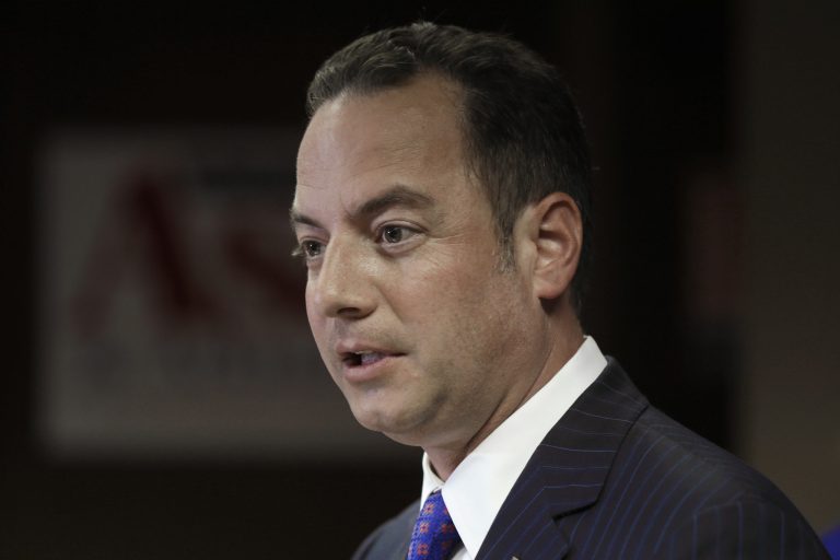 In a speech at George Washington University just 33 days before Election Day, Republican National Committee chairman Reince Priebus laid out the core principles of GOP candidates. (AP/Danny Johnston)