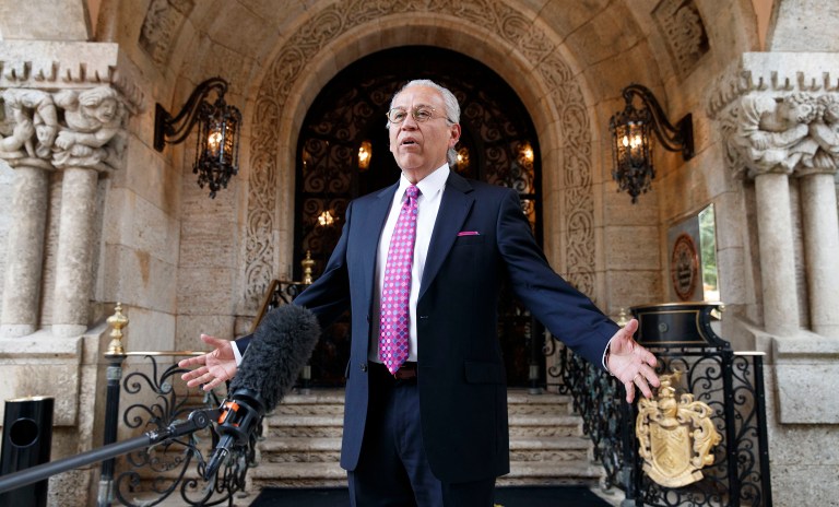 President-elect Trump met with former Texas Rep. Henry Bonilla at his Mar-a-Lago resort in Palm Beach, Fla., where he has been spending time over the holidays. (AP Photo/Evan Vucci)