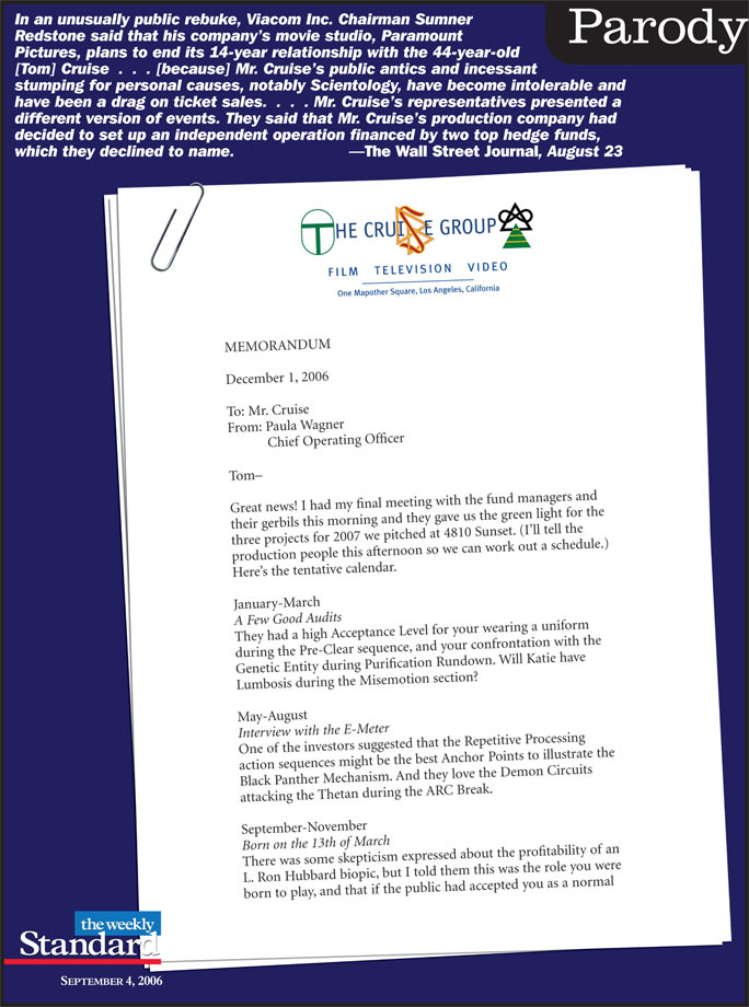 The new schedule for Tom Cruise’s production company.