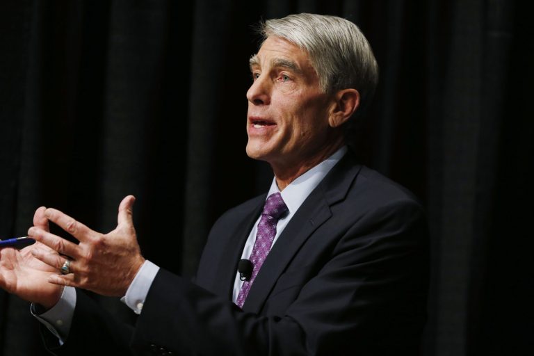 Sen. Mark Udall, D-Colo., makes point during a debate against Republican challenger Cory Gardner in Denver on Oct. 7. (AP/David Zalubowski)