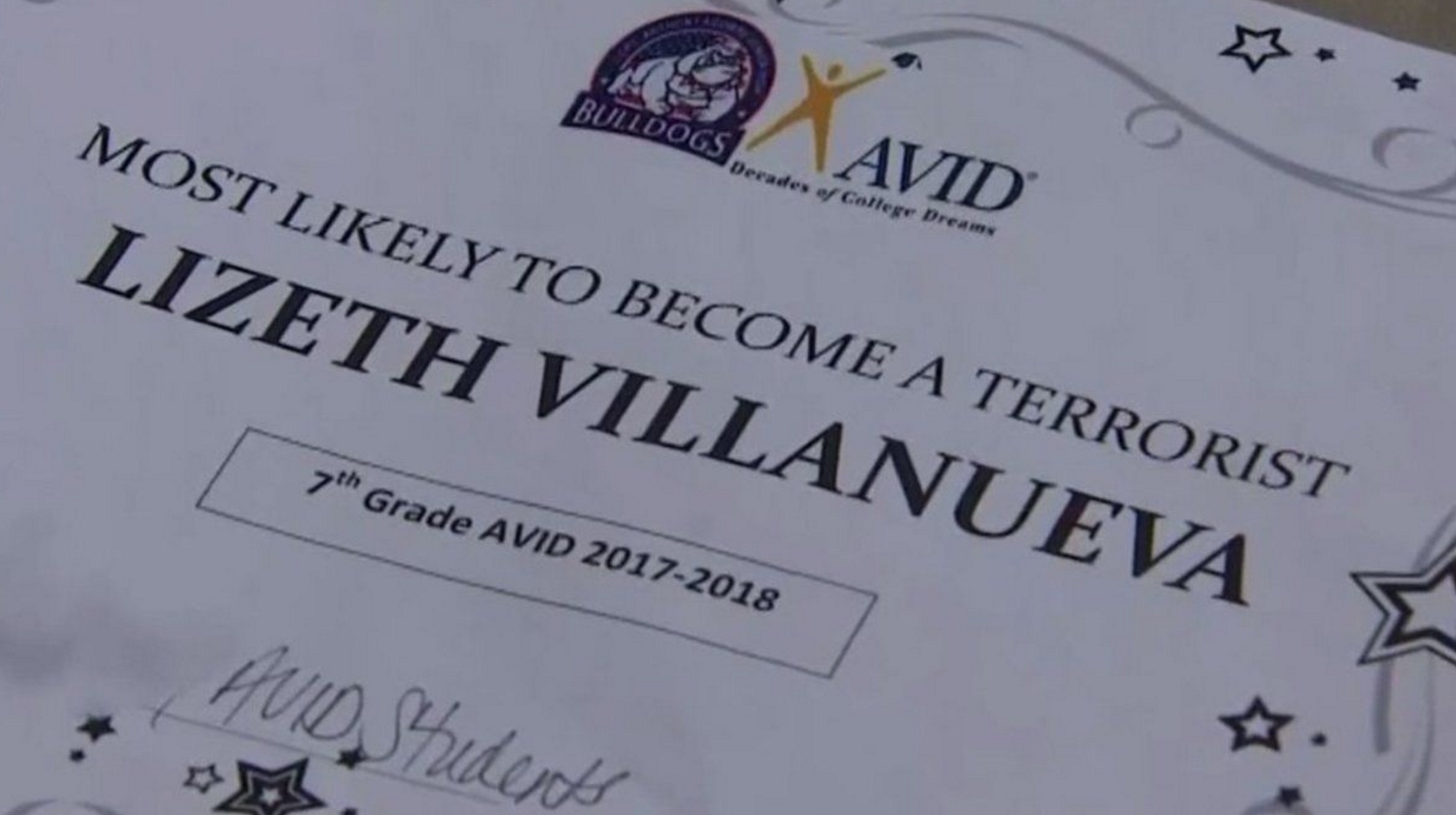 Texas teacher sparks uproar over ‘most likely to become a terrorist’ award