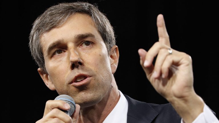 Democratic presidential candidate and former Texas congressman Beto O'Rourke speaks at a Service Employees International Union forum on labor issues, Saturday, April 27, 2019, in Las Vegas. 