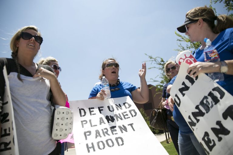 An anti-abortion rally outside of Planned Parenthood in Texas. (Laura Buckman /Star-Telegram via AP)