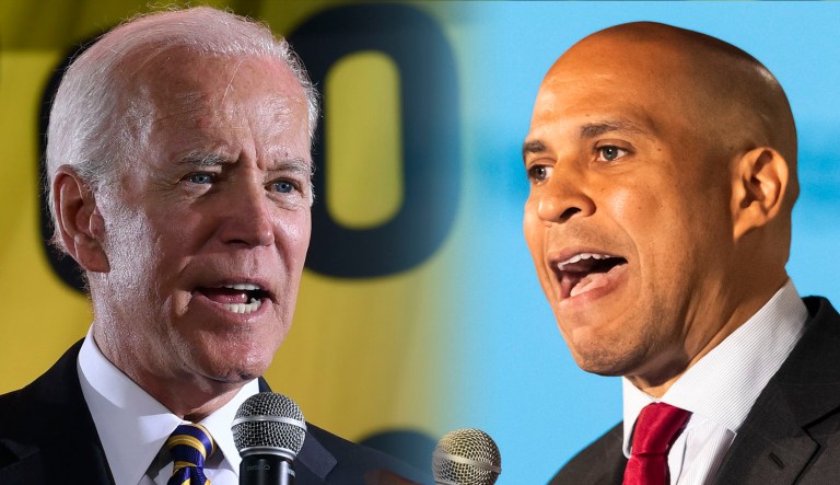 Joe Biden and Cory Booker are seen.