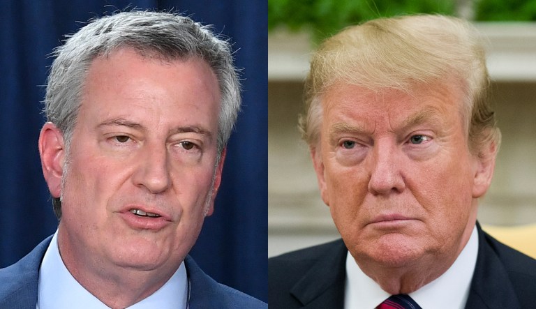 Bill de Blasio and Donald Trump.