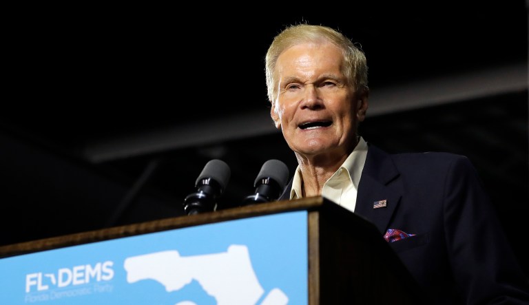 U.S. Sen. Bill Nelson, D-Fla., speaks during a campaign rally attended by former President Barack Obama, Friday, Nov. 2, 2018, in Miami.