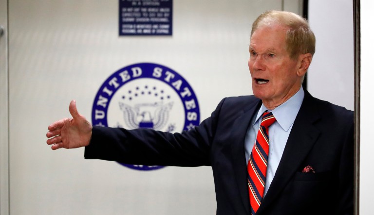 Sen. Bill Nelson, D-Fla., departs on the Senate subway after a vote on Gina Haspel to be CIA director, on Capitol Hill, Thursday, May 17, 2018 in Washington.
