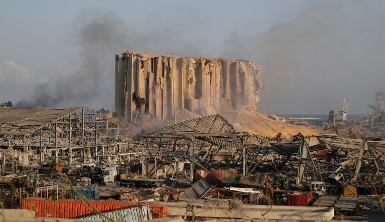 A damage is seen after a massive explosion in Beirut, Lebanon, Wednesday, Aug. 5, 2020. The explosion flattened much of a port and damaged buildings across Beirut, sending a giant mushroom cloud into the sky. In addition to those who died, more than 3,000 other people were injured, with bodies buried in the rubble, officials said.