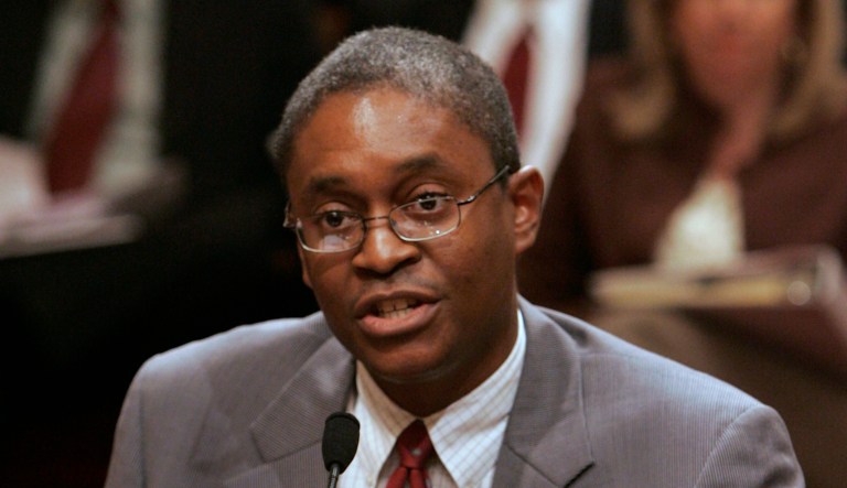 Raphael Bostic, associate professor at the University of Southern California School of Policy, Planning and Development, describes the impact of non-traditional loans on consumers and the mortgage industry, during an informational hearing at the Capitol in Sacramento, Calif., Wednesday, Jan. 31, 2007. The Senate Banking, Finance and Taxation Committee was looking into whether to adopt federal guidelines regulating the mortgage industry.