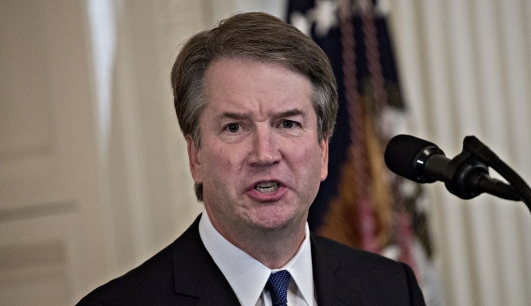 Brett Kavanaugh, appeals court judge, speaks after being nominated as an associate justice of the U.S. Supreme Court by U.S. President Donald Trump, not pictured, during a ceremony in the East Room of the White House in Washington, D.C., U.S., on Monday, July 9, 2018. TrumpÂ said he would nominate Kavanaugh for a seat on the U.S. Supreme Court, a choice that could create the most conservative court in generations and threaten landmark rulings including the Roe v. Wade abortion-rights decision.