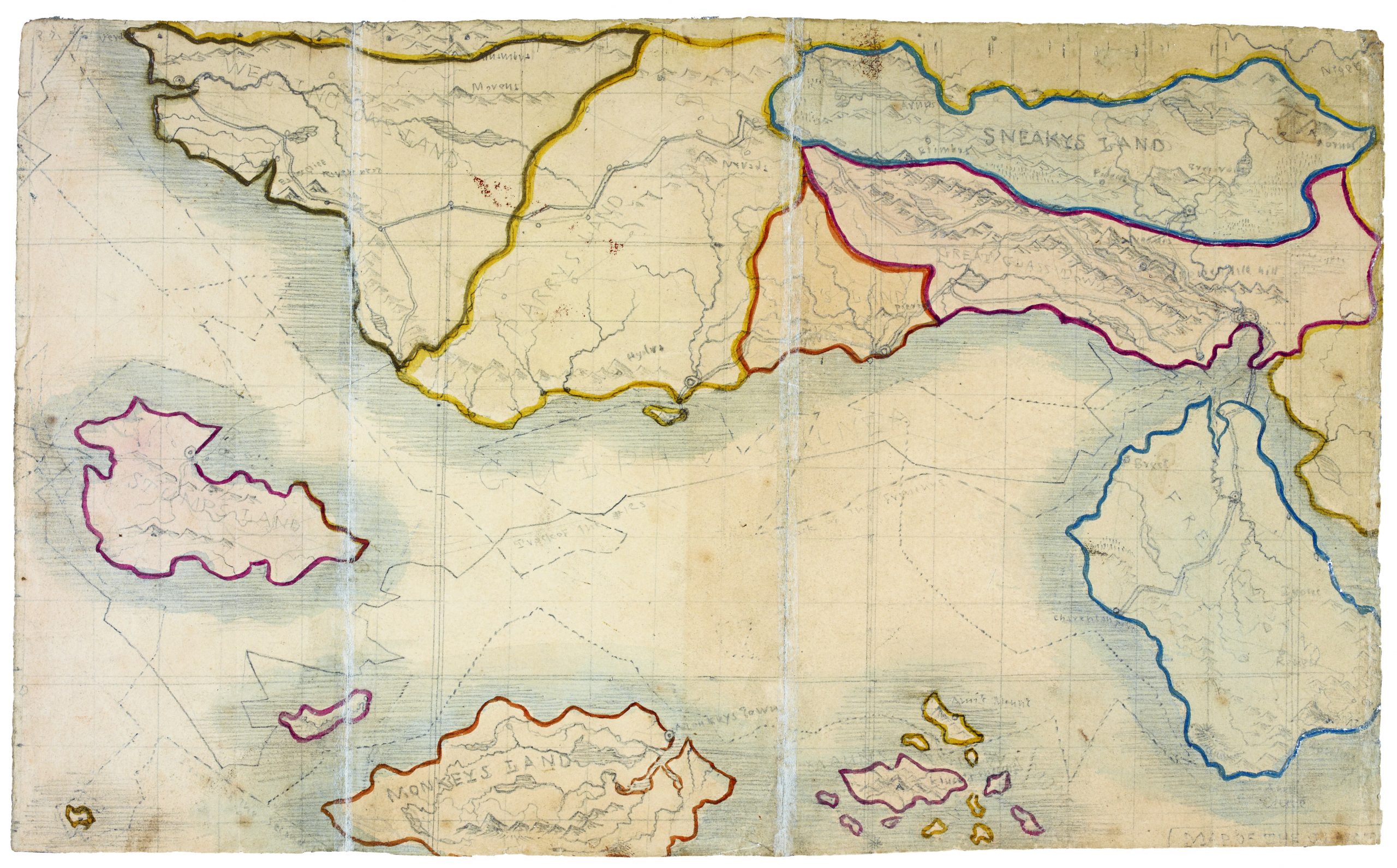 A map of imaginary lands dreamed up by Charlotte Brontë