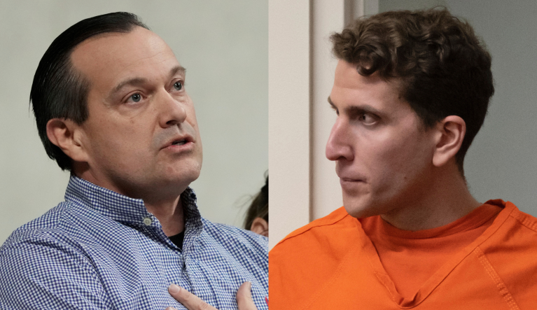Bryan Kohberger (right) is accused of slaying four University of Idaho students in November 2022. Steve Goncalves (left) is the father of Kaylee Goncalves, who was one of the students killed on Nov. 13, 2022.