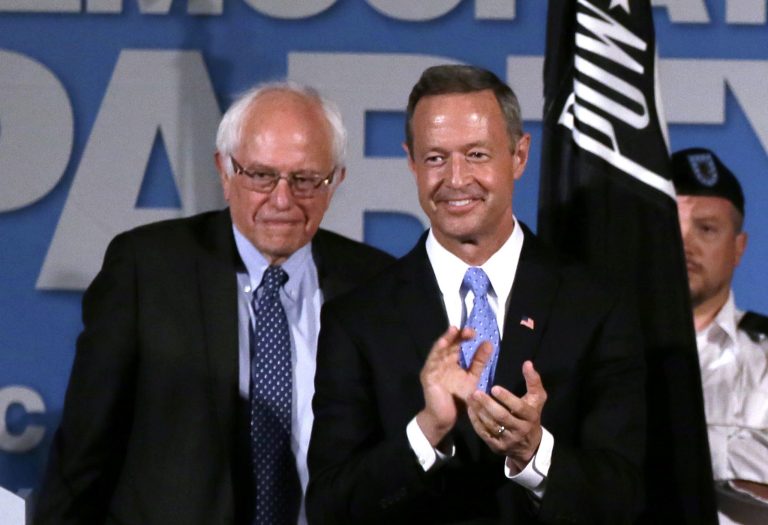Democratic presidential candidates Sen. Bernie Sanders and Martin O'MalleyÂ applauded President Obama's decision to reject the Keystone XL pipeline.Â (AP Photo/Charlie Neibergall)