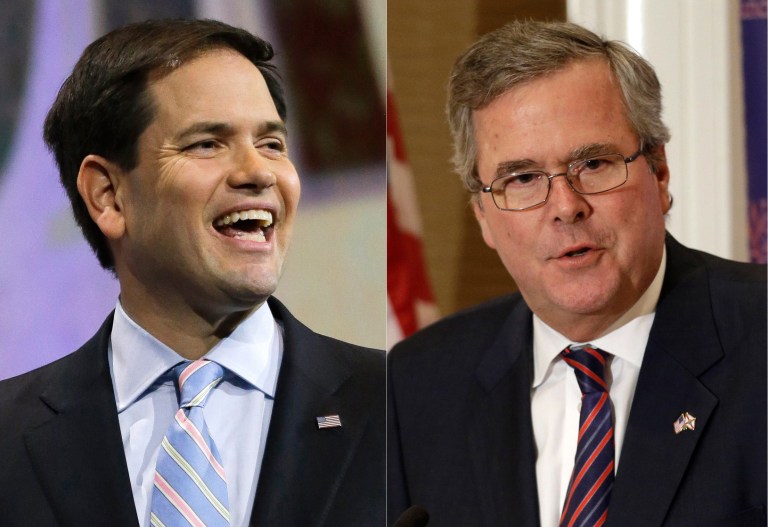 Jeb Bush has bought his struggling presidential campaign more time, even as Marco Rubio threatens to siphon off the financing that is the lifeblood of his 2016 aspirations. (AP Photos)