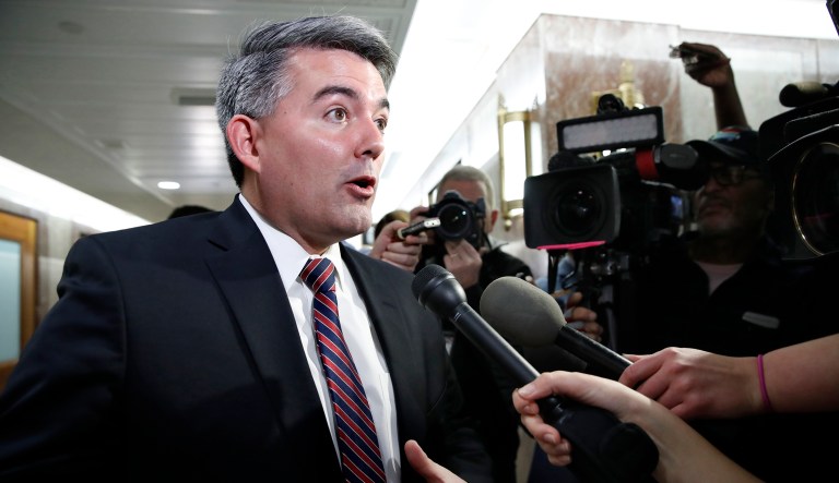 Sen. Cory Gardner, R-Colo., (pictured) and Sen. Michael Bennet, D-Colo., have written a proposal that would provide a pathway to citizenship for so-called Dreamers in exchange for $25 billion for border security and a permanent authorization for employers to voluntarily use the E-Verify system. (AP Photo/Jacquelyn Martin)